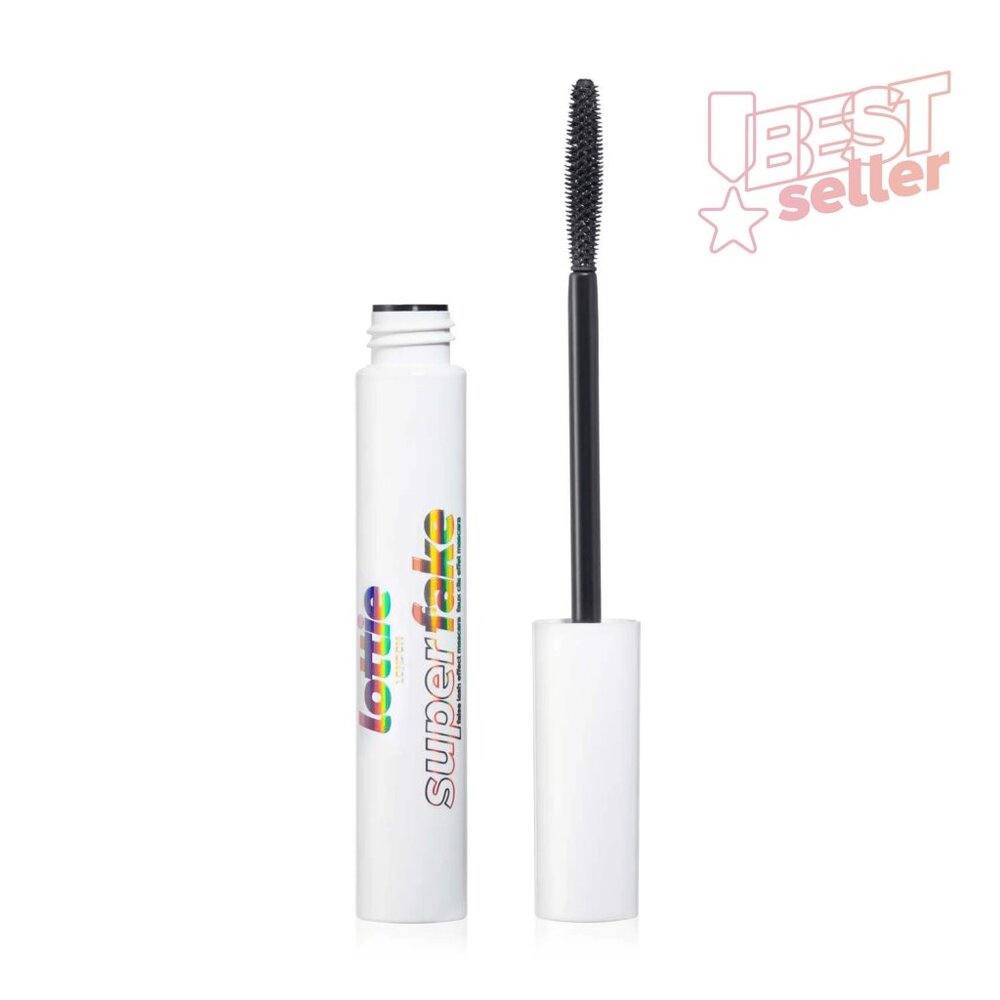 Lottie London Superfake Mascara, Ultra Lengthening Vegan, 12-Hour Long-Wear, Bla